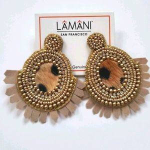 Lamani San Francisco Genuine Leather Earrings NWT